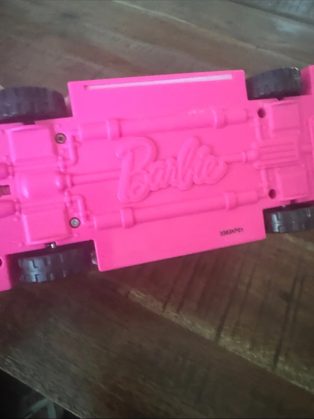 Barbie Pink and Light Pink Camper Van Toy with Gray Roof Rack